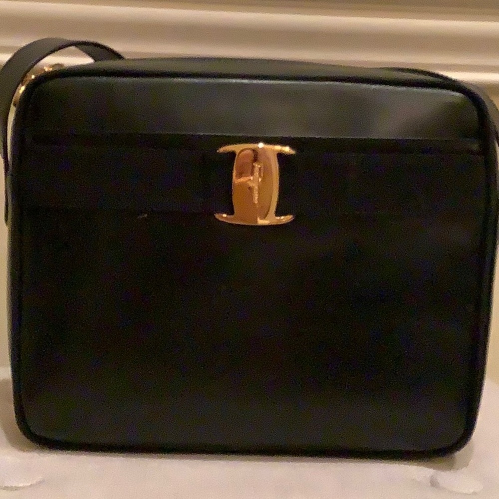 Salvatore Ferragamo dark navy blue shoulder bag